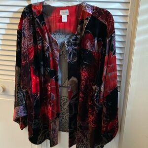 CHICOS BURNED OUT  VELVET JACKET WITH KIMONO SLEEVES